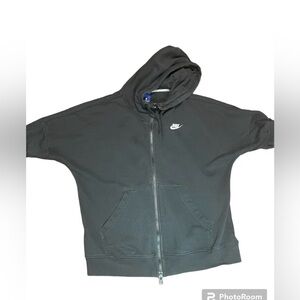 Nike Hoodie Zip Up Short Sleeve Black Large